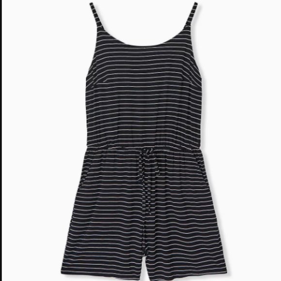 torrid Pants - Torrid Super Soft Black & White Stripe Romper 0x